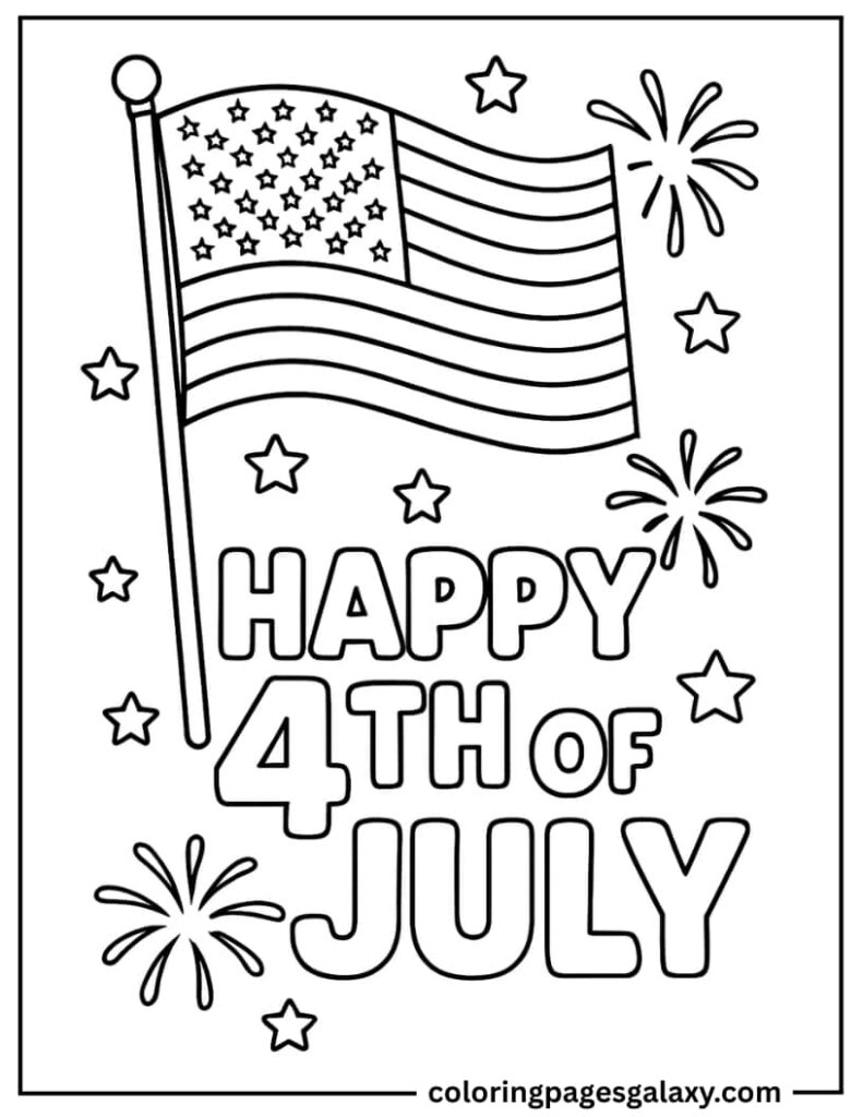 Happy 4th Of July Coloring Page