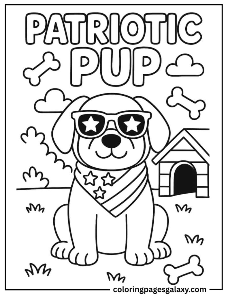 Patriotic Dog Wearing Flag Bandana And Sunglasses