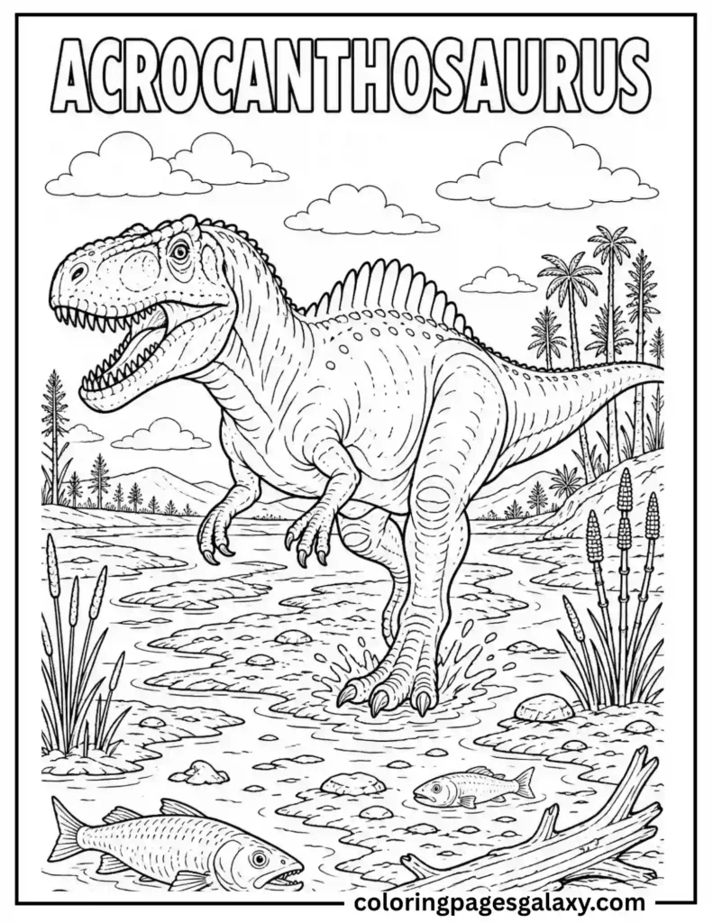 Angry Acrocanthosaurus Coloring Page