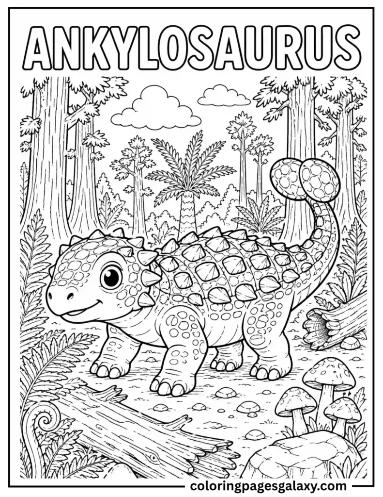 Baby Ankylosaurus Coloring Page