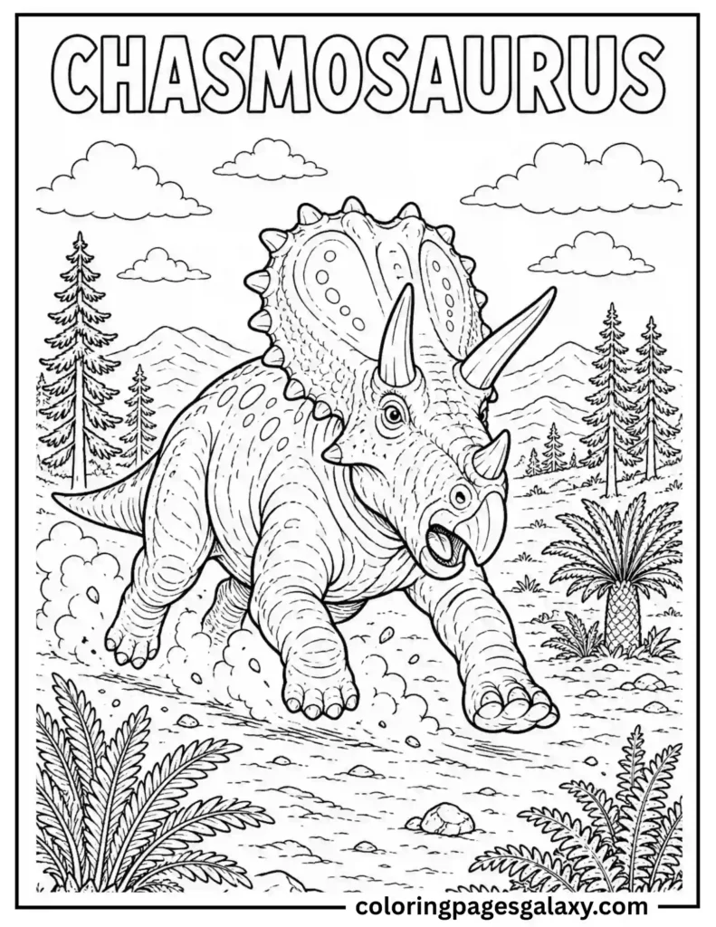 Chasmosaurus Dinosaur For Kids Coloring Page
