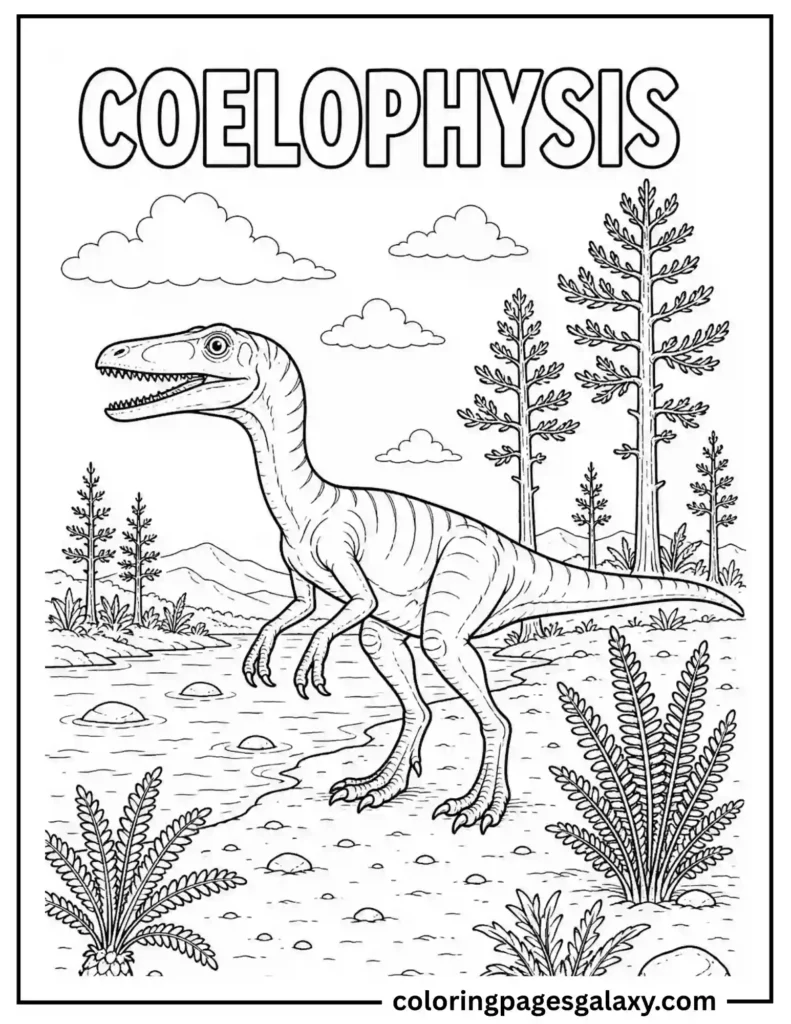 Coelophysis Coloring Page For Kids