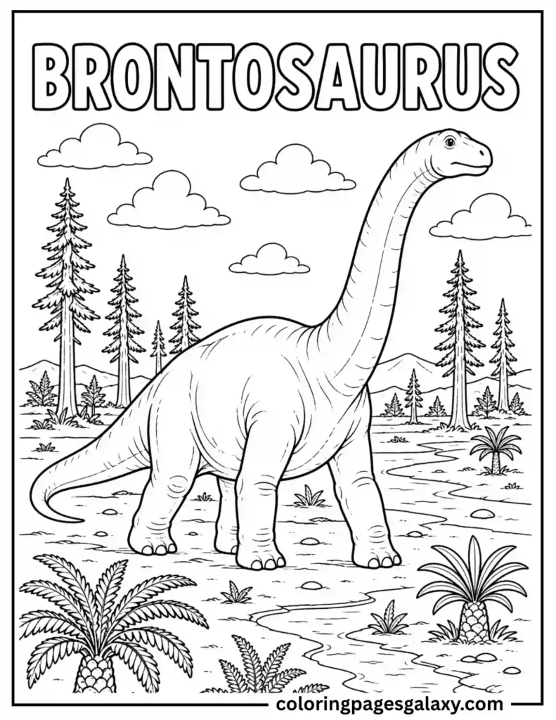 Gentle Brontosaurus Coloring Page
