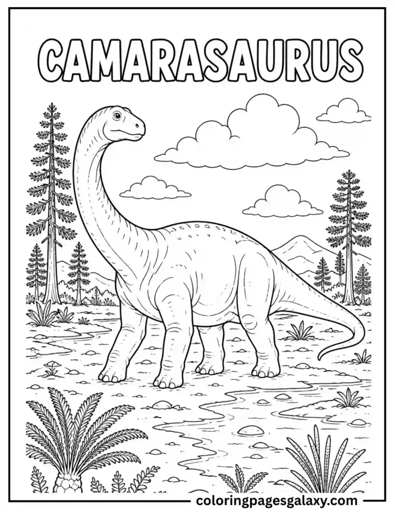 Gentle Camarasaurus Coloring Sheet For Kids