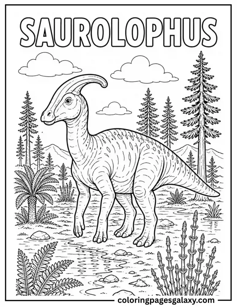 Gentle Saurolophus Coloring Page For Kids Coloring Page