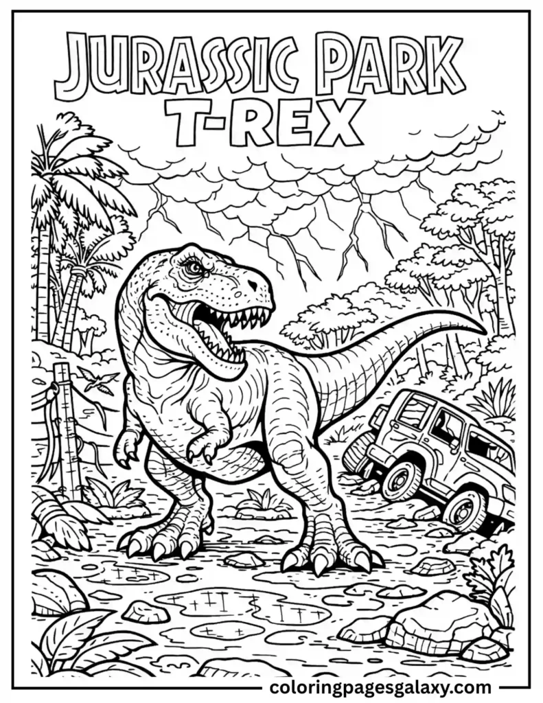 Jurassic Park T Rex Coloring Page