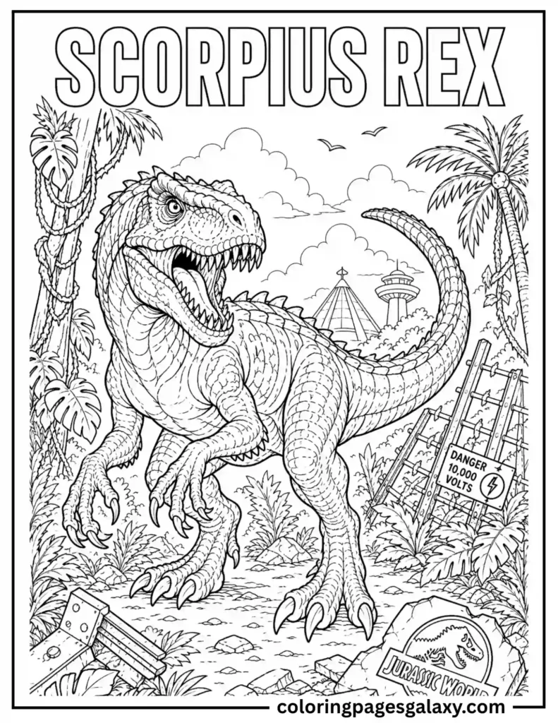 Jurassic World Scorpius Rex Coloring Page