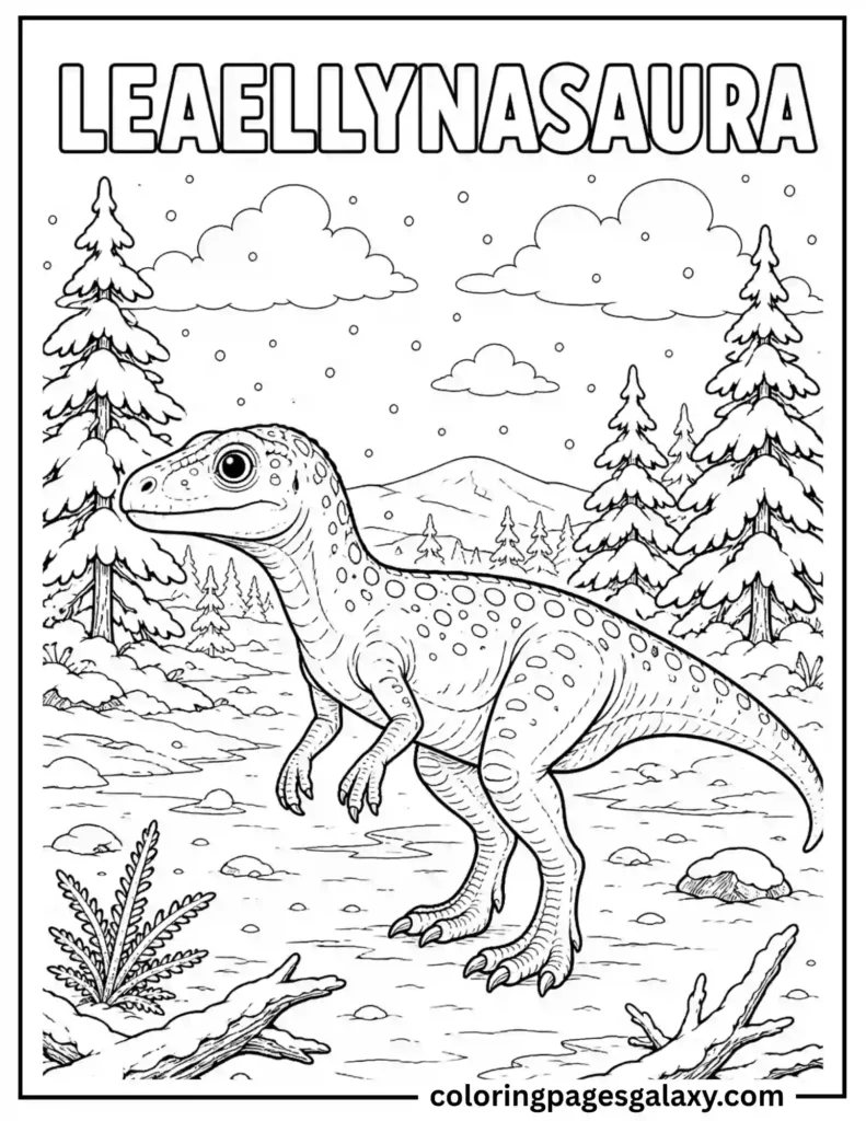 Leaellynasaura Coloring Page In A Snowy Landscape