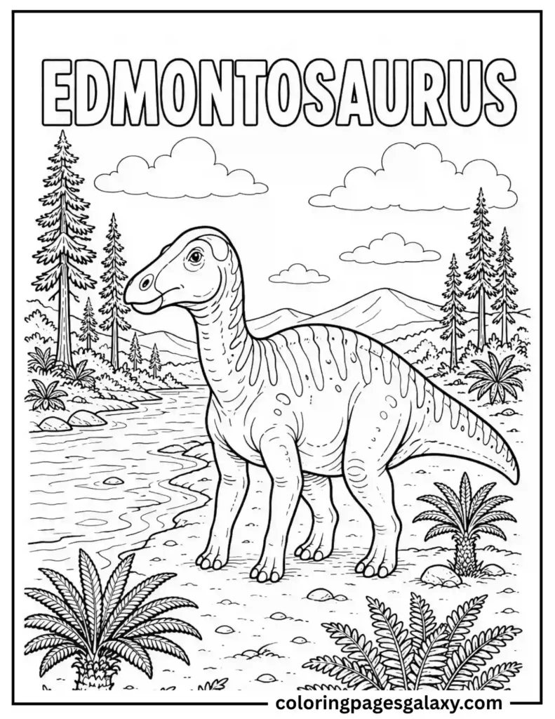 Peaceful Edmontosaurus Dinosaur Coloring Page