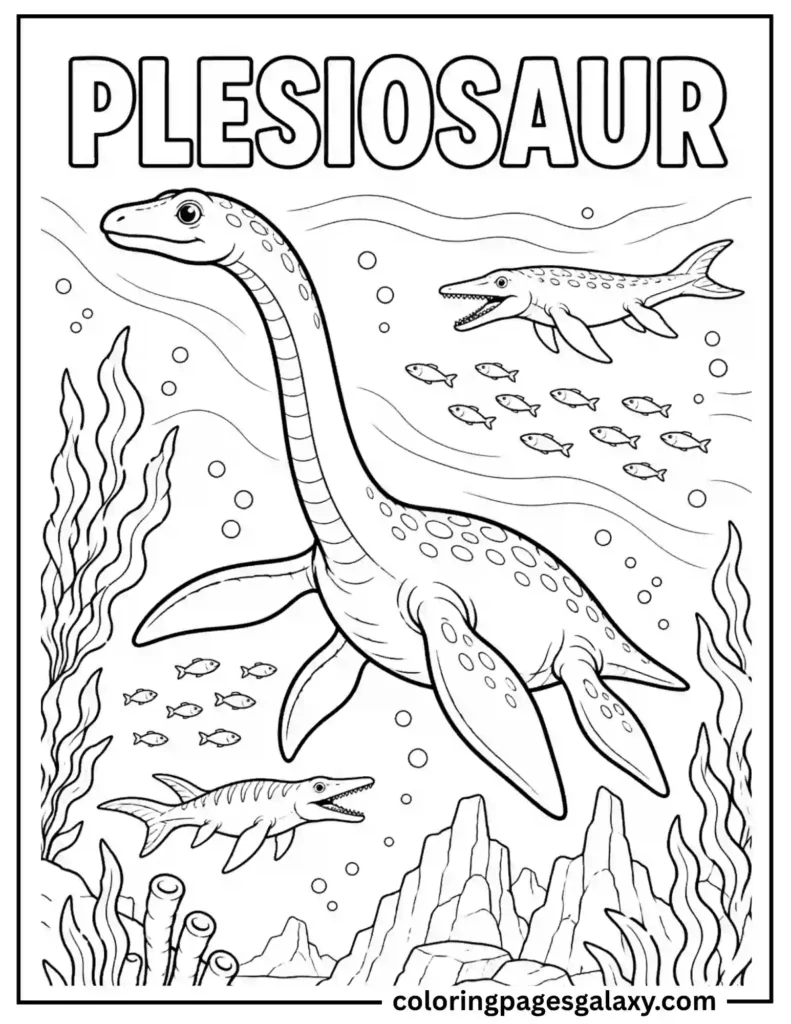Plesiosaur Underwater Adventure Coloring Page