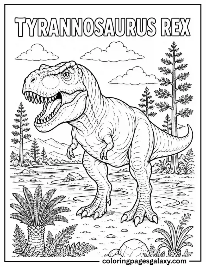 Realistic Tyrannosaurus Rex Coloring Page