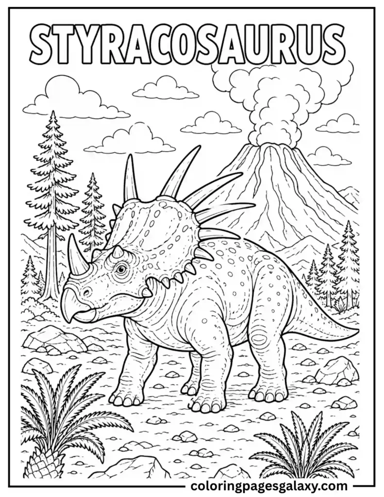 Styracosaurus Coloring Page With Many Horns