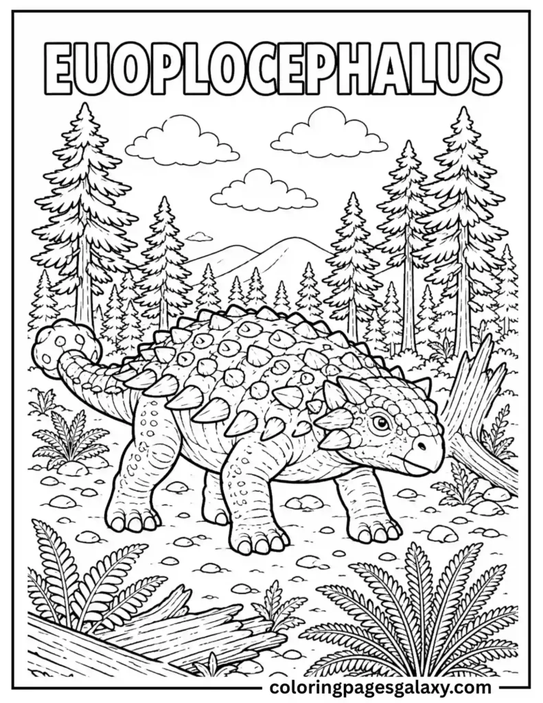 Tough Euoplocephalus Coloring Page With Many Horns
