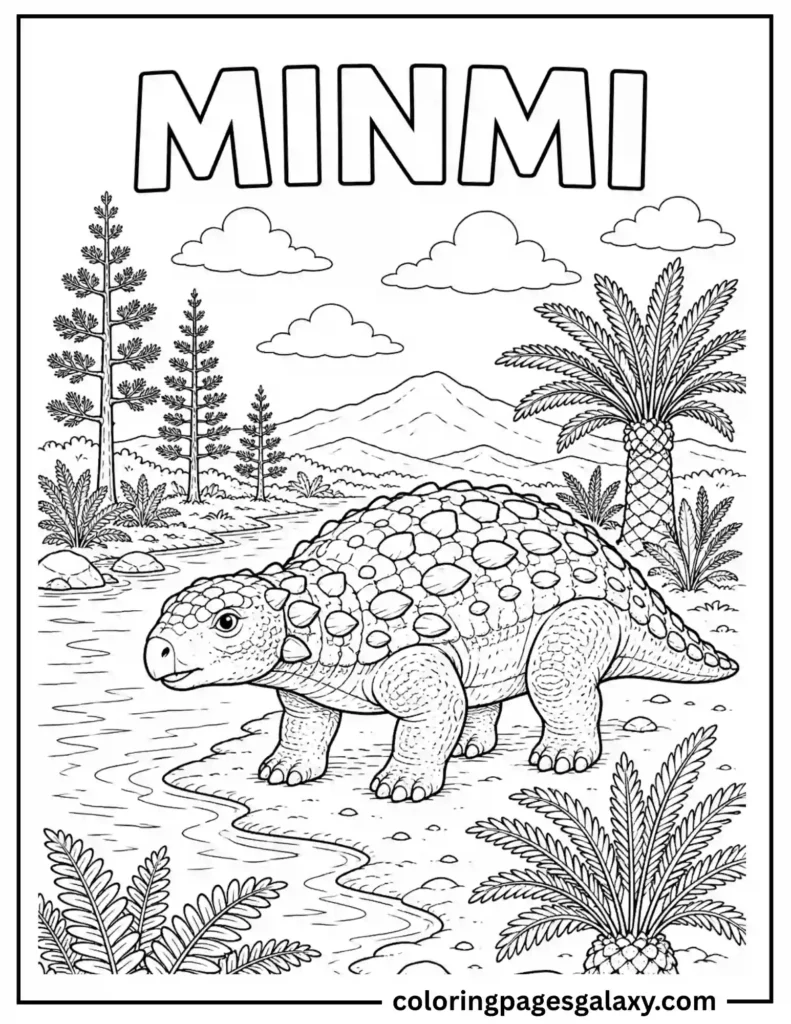 Tough Minmi Dinosaur Coloring Page For Kids