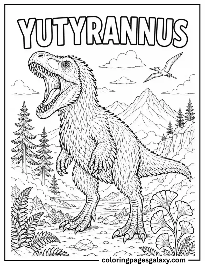 Yutyrannus Roaring Coloring Page