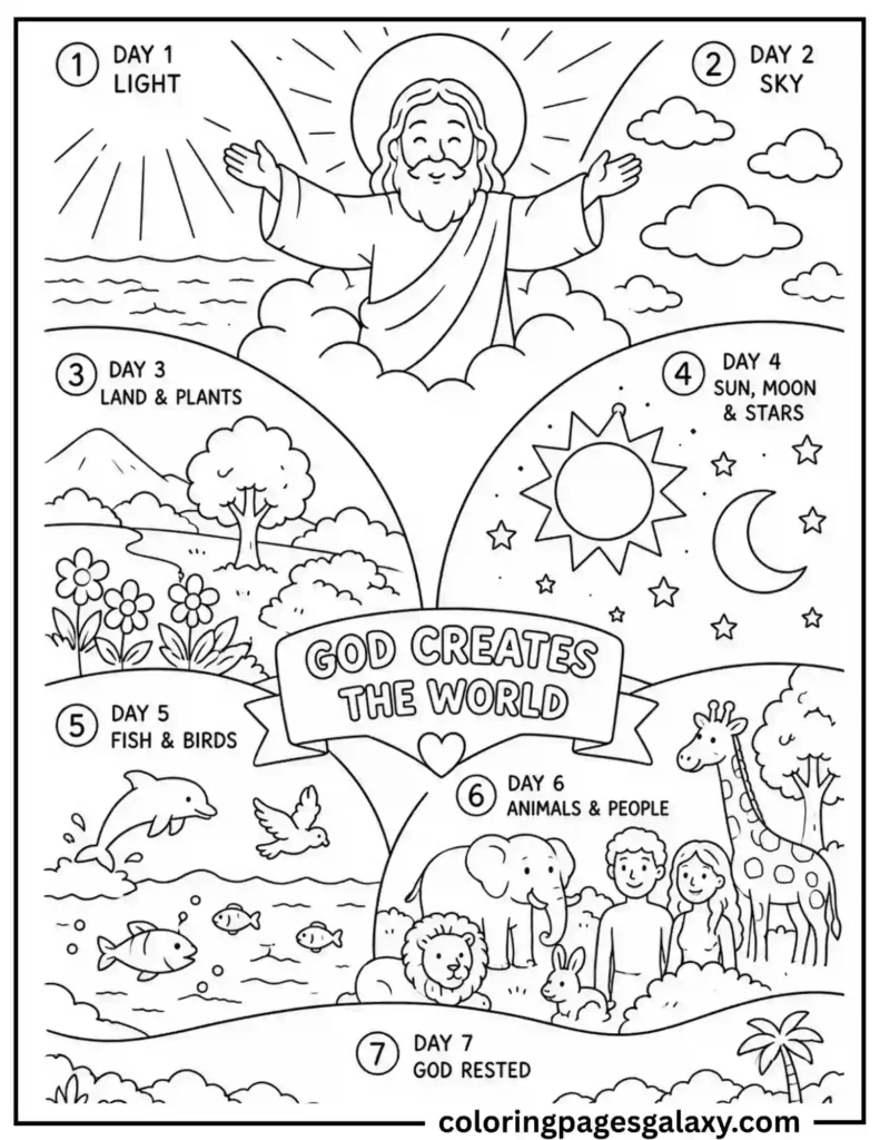 7 Days Of Creation Coloring Page