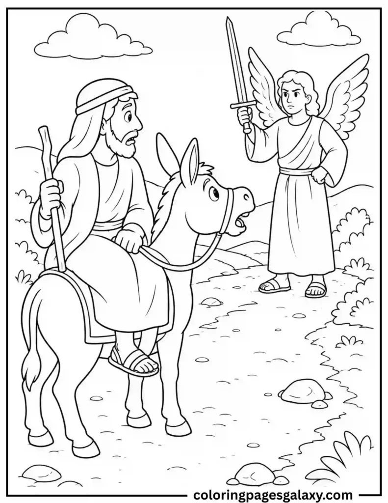 Balaam And The Talking Donkey Coloring Page