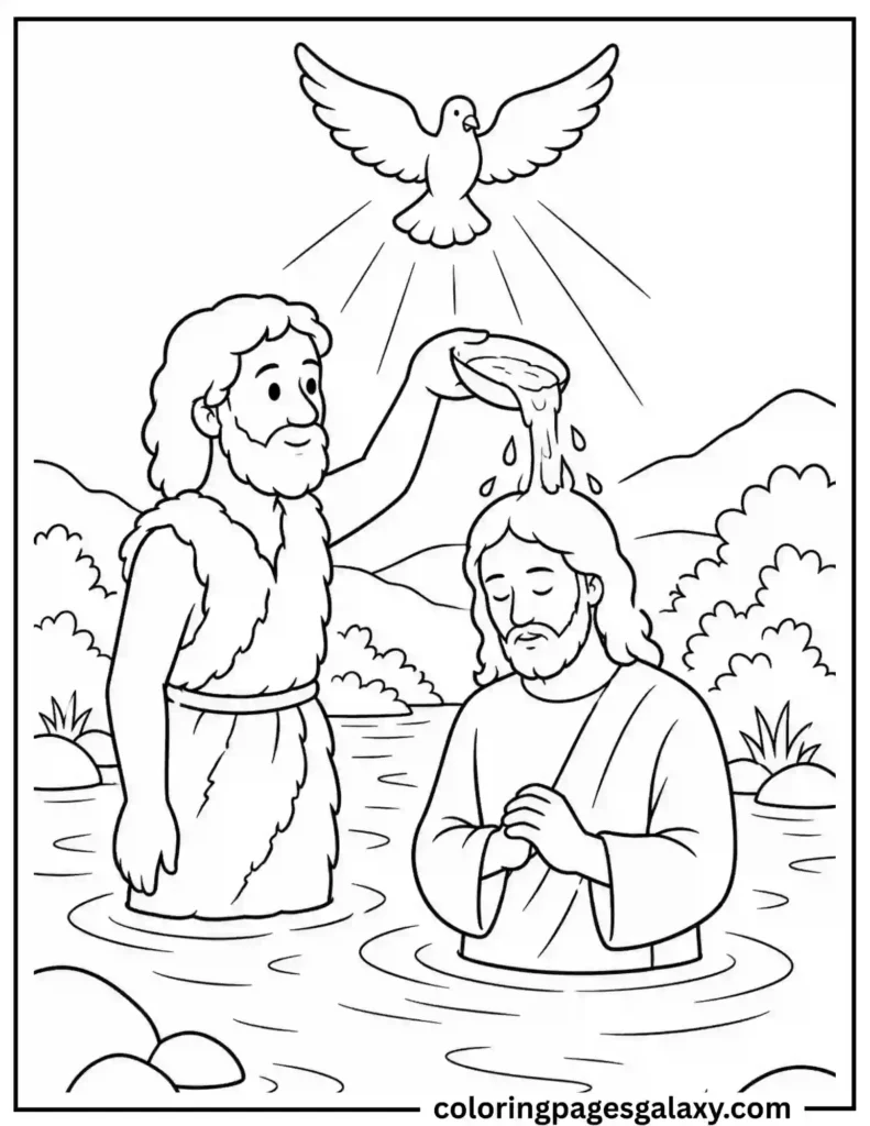 Baptism Of Jesus Coloring Page
