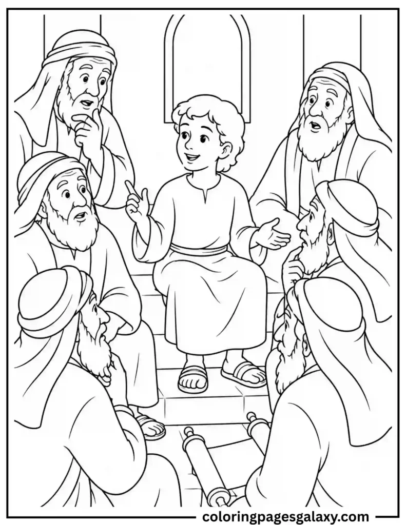 Boy Jesus At The Temple Coloring Page