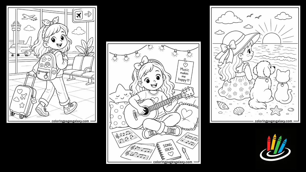 Cozy girl moments coloring pages