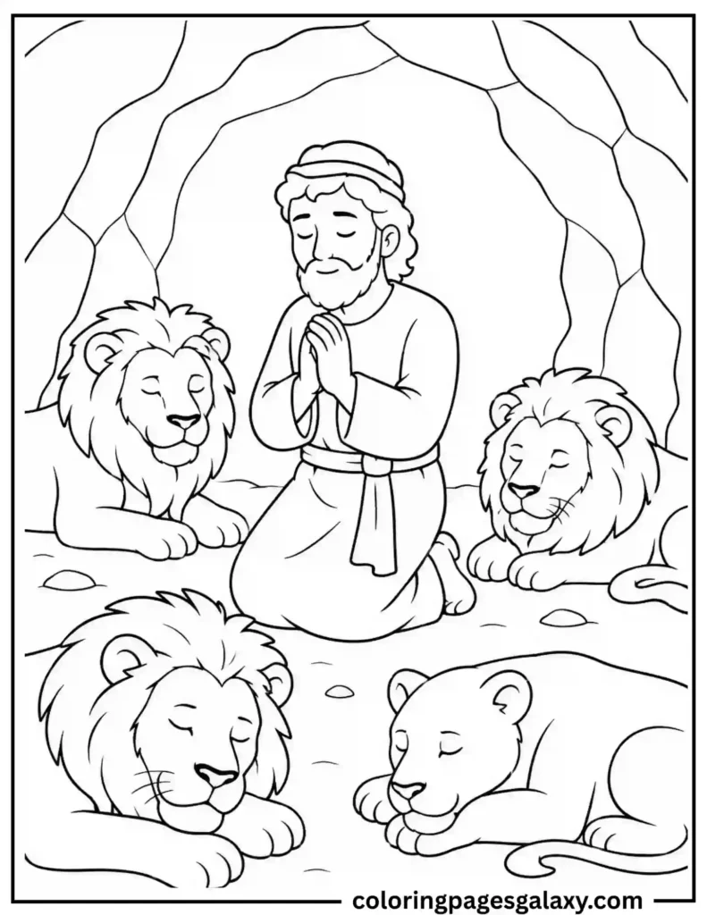 Daniel And The Lions Den Coloring Page