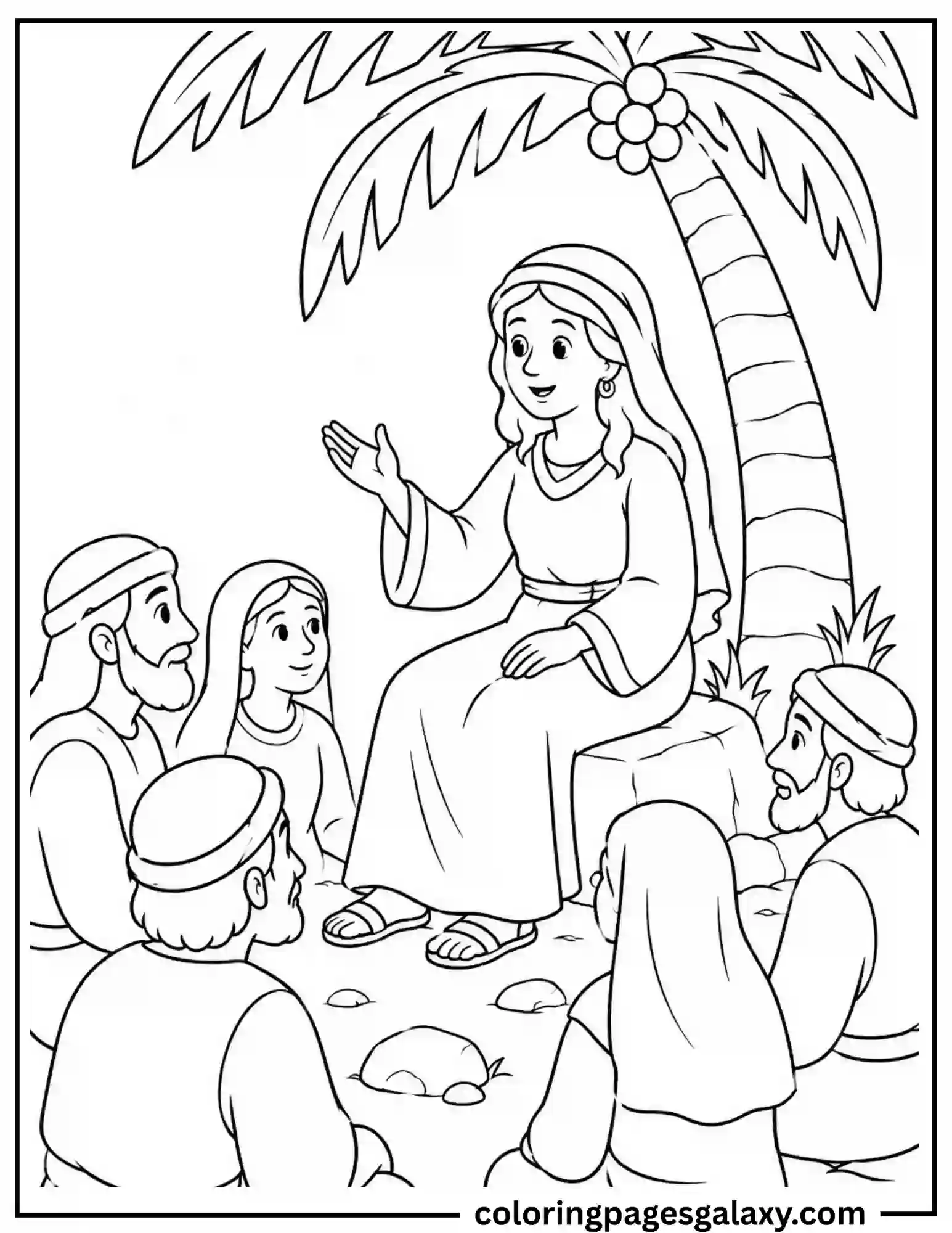 Deborah Under The Palm Tree Coloring Page