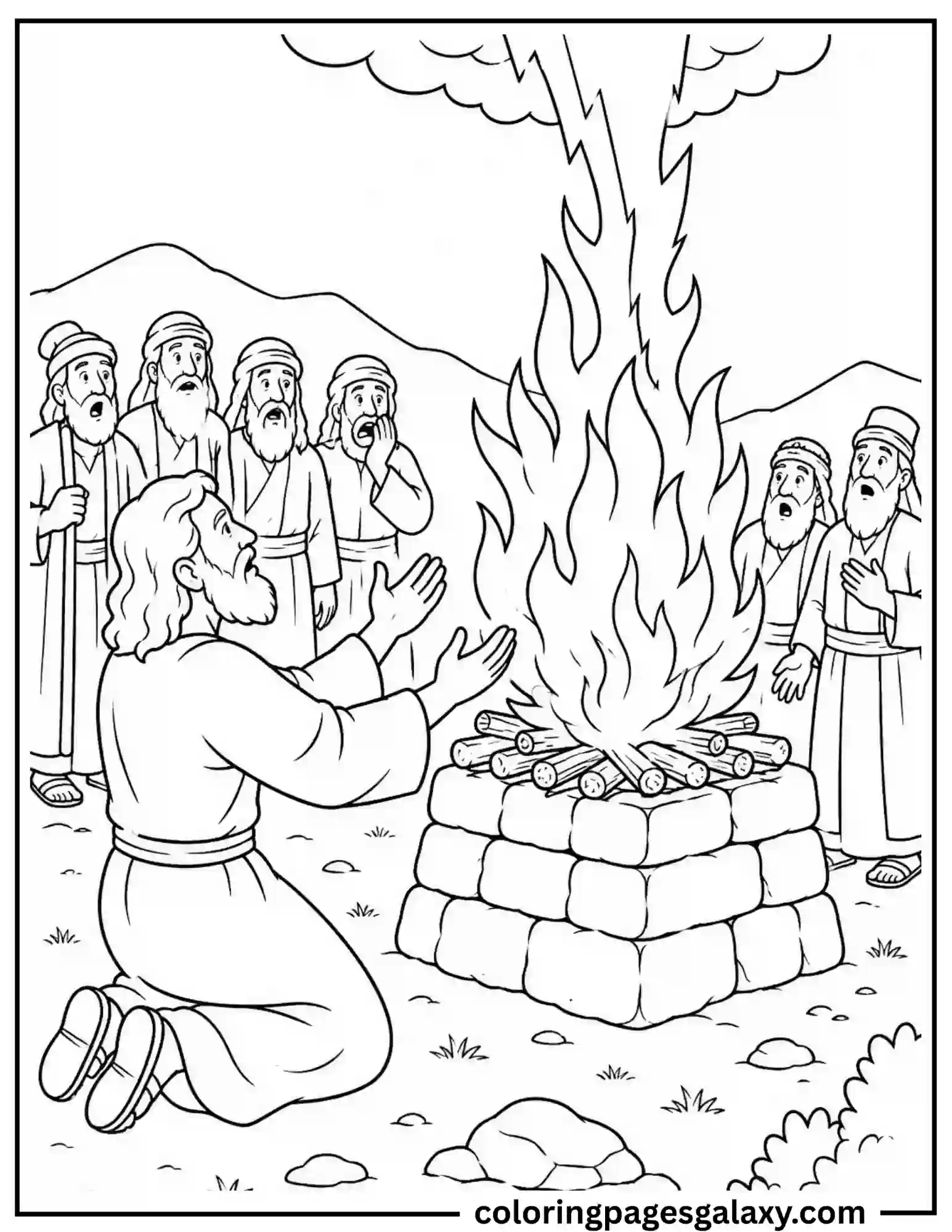 Elijah And The Prophets Of Baal Coloring Page