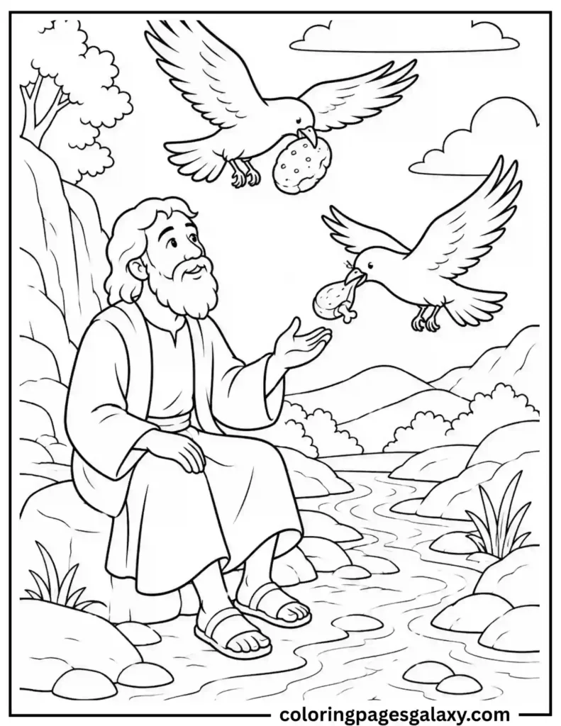 Elijah Fed By Ravens Coloring Page