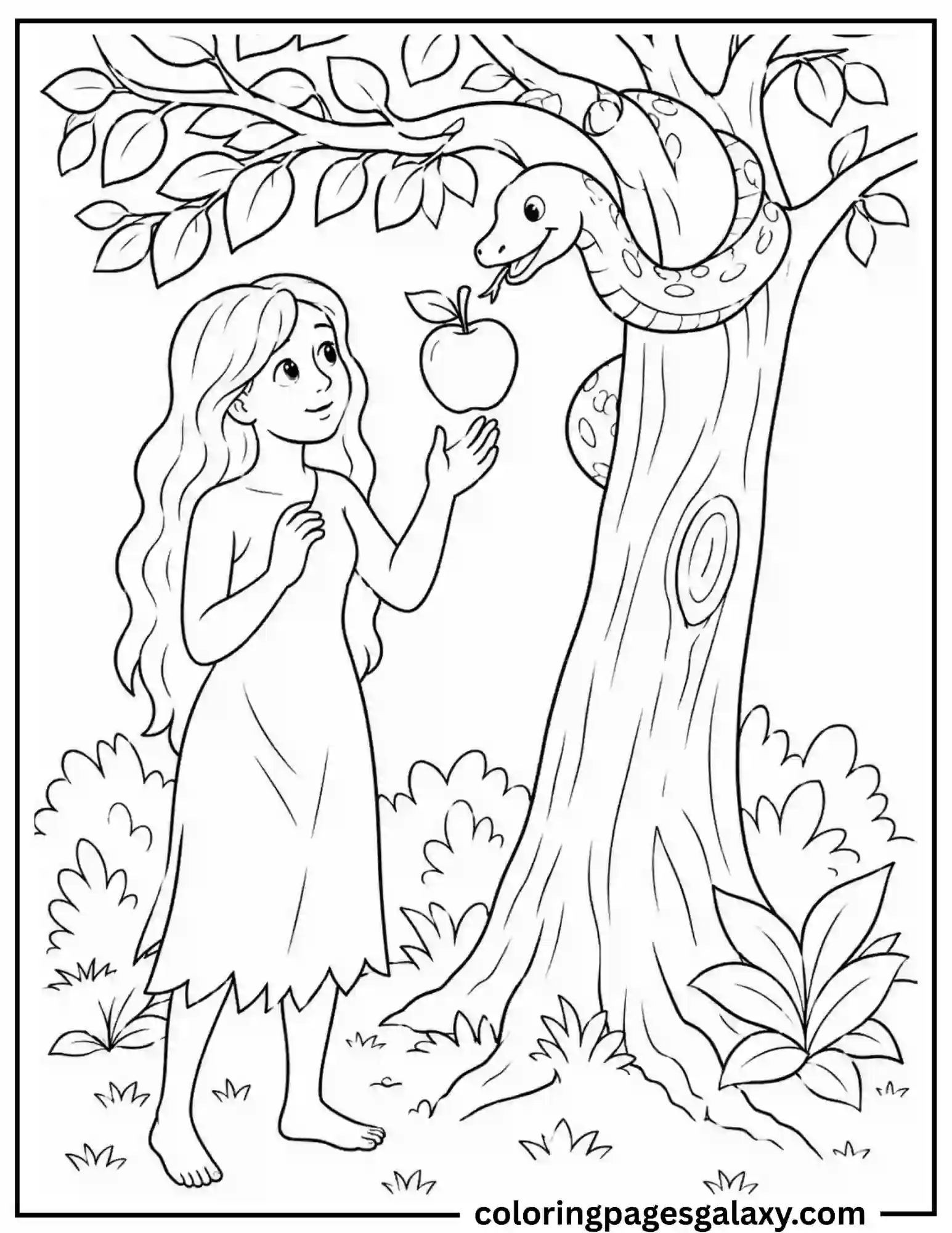 Eve And The Serpent Coloring Page
