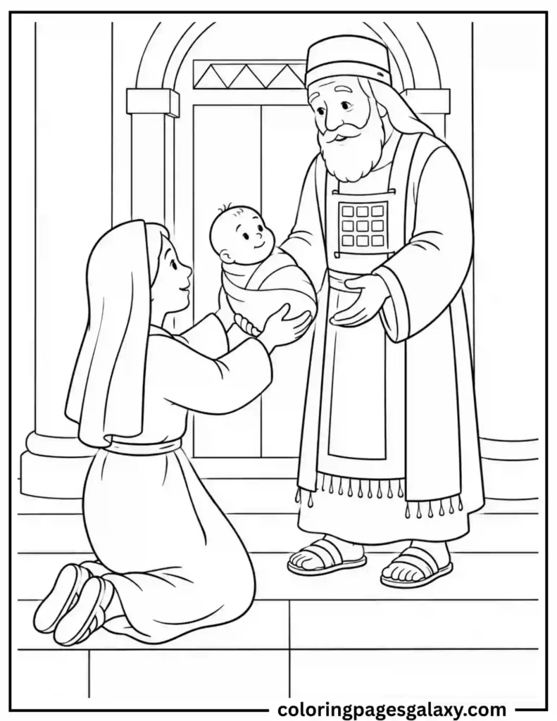 Hannah And Baby Samuel Coloring Page