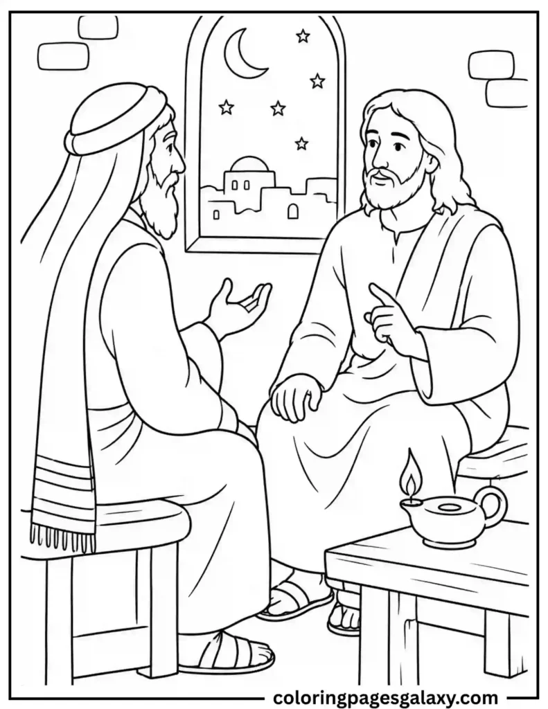 Jesus And Nicodemus Coloring Page