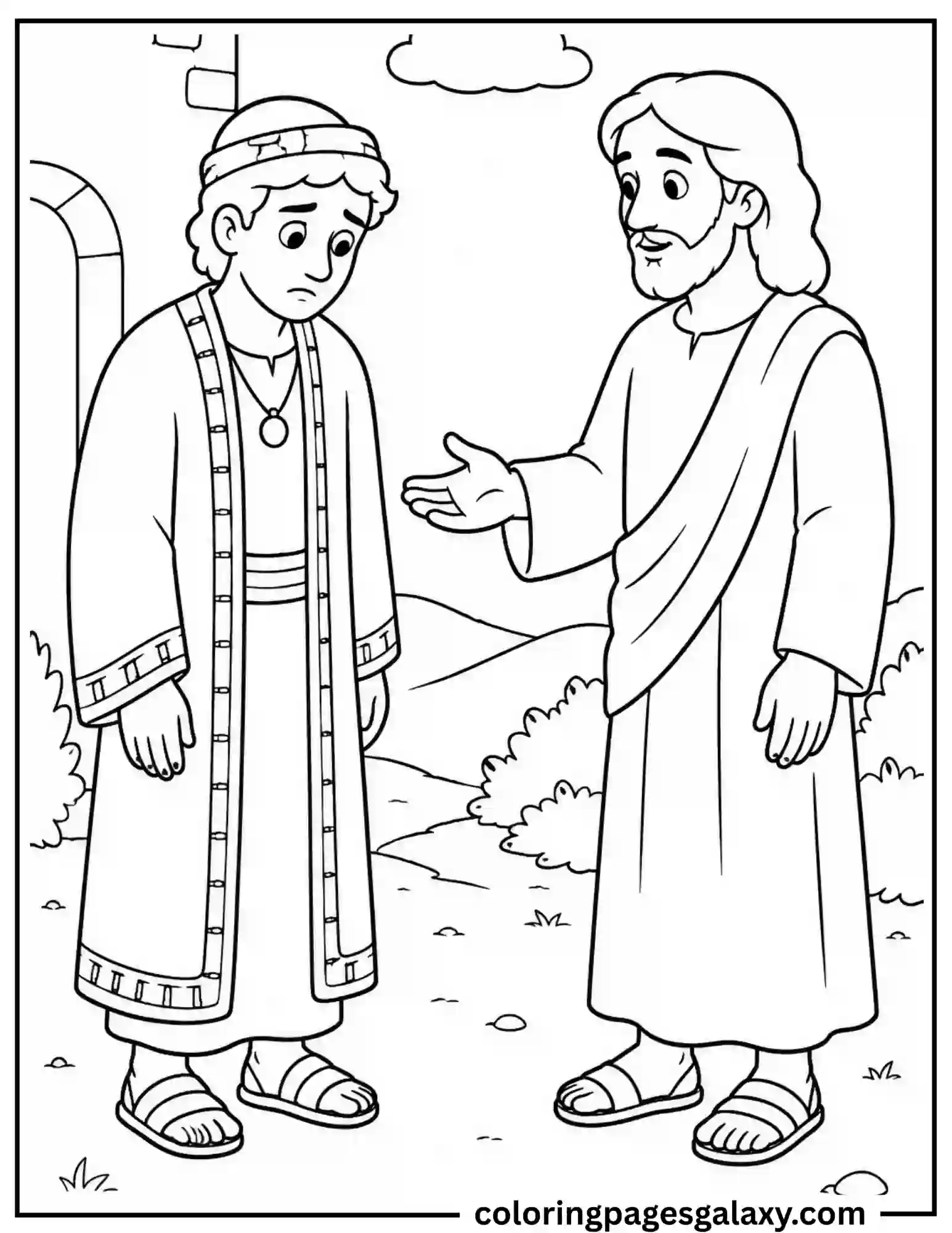 Jesus And The Rich Young Ruler Coloring Page