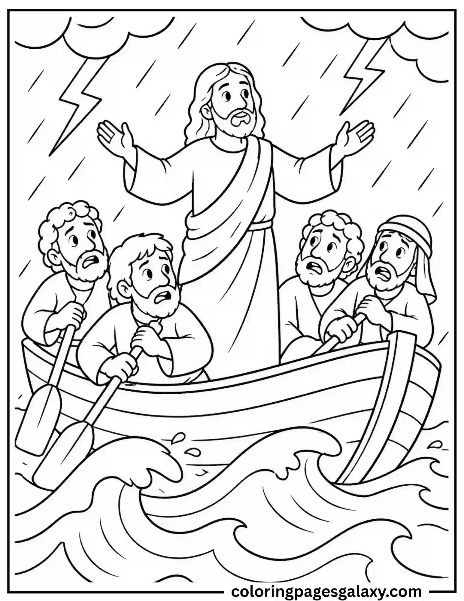 Jesus Calms The Storm Coloring Page
