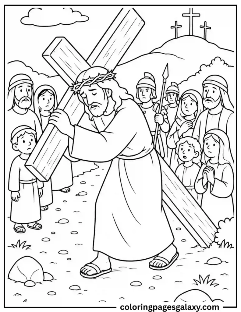 Jesus Carrying The Cross Coloring Page