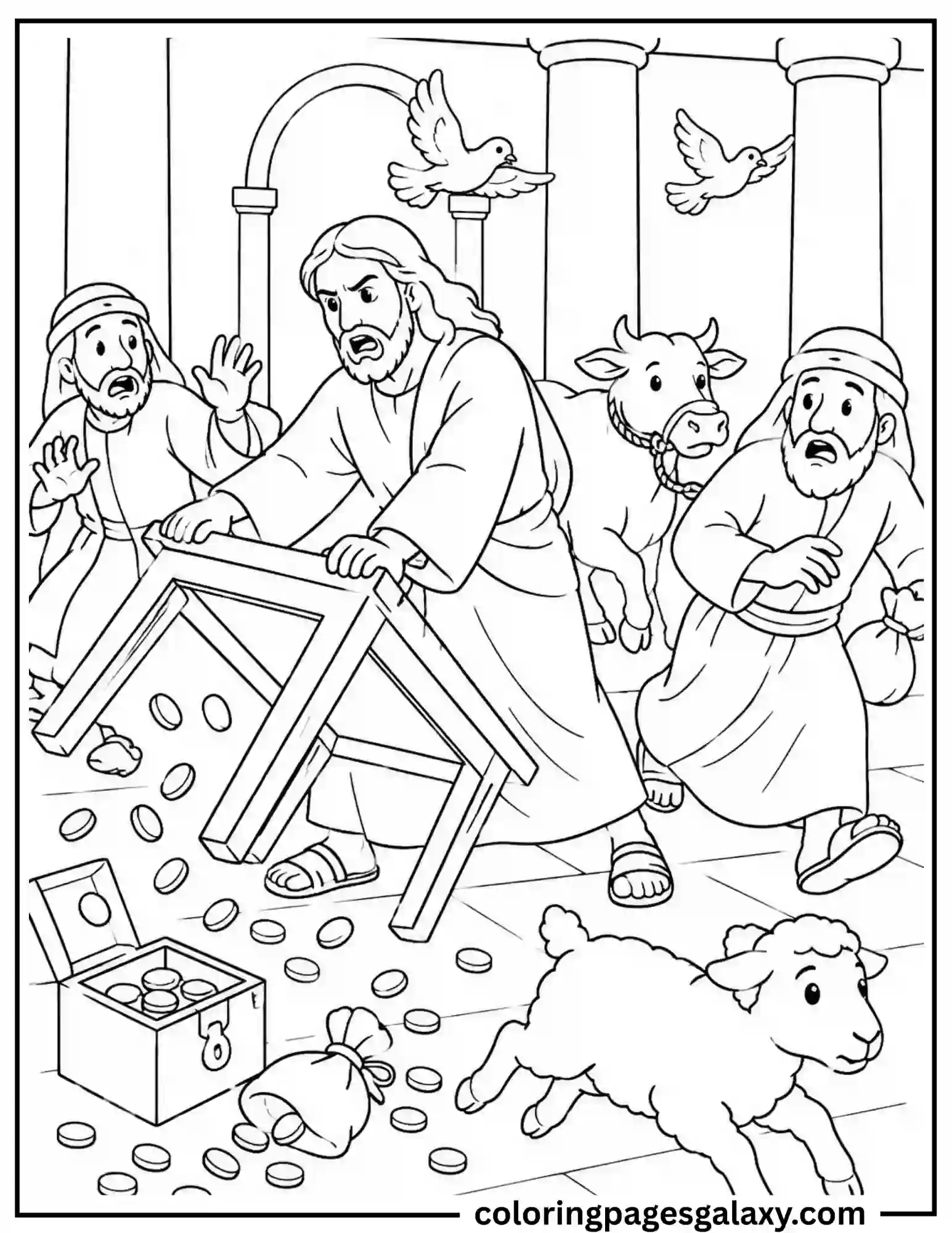 Jesus Cleanses The Temple Coloring Page