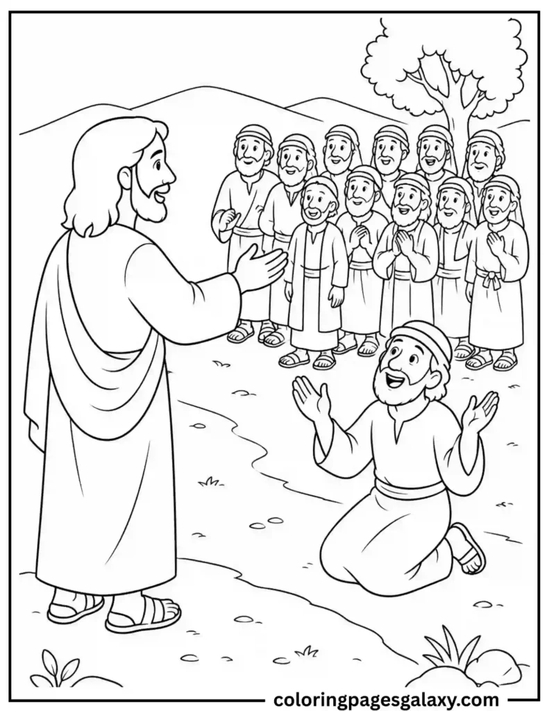 Jesus Heals The Ten Lepers Coloring Page