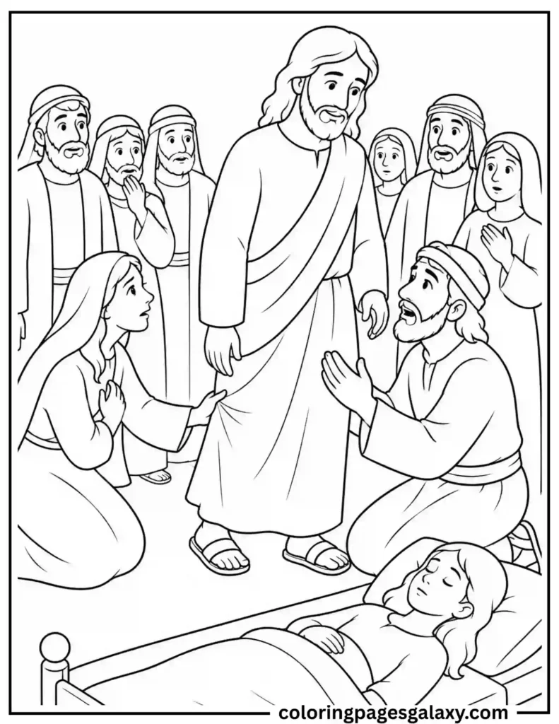 Jesus Raises Jairus Daughter Coloring Page