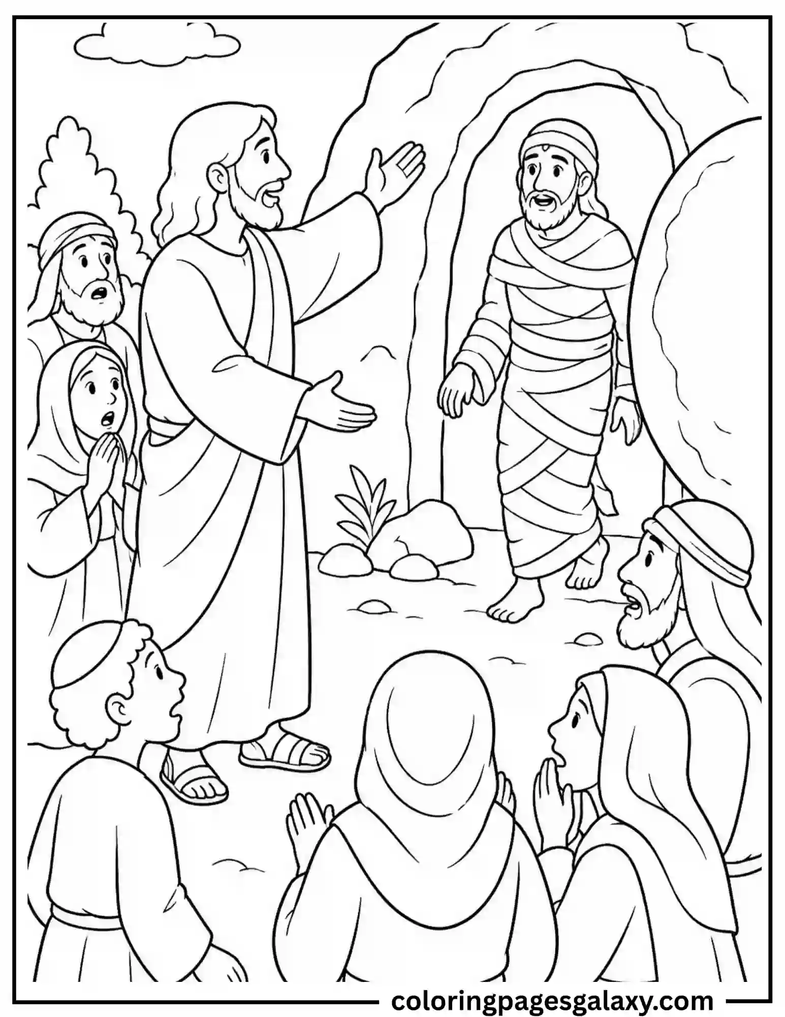Jesus Raises Lazarus Coloring Page