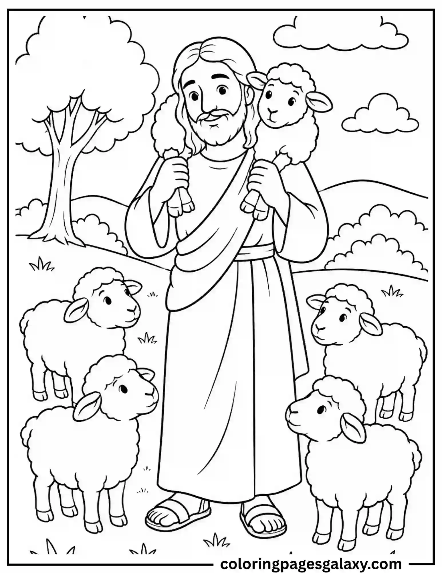 Jesus The Good Shepherd Coloring Page