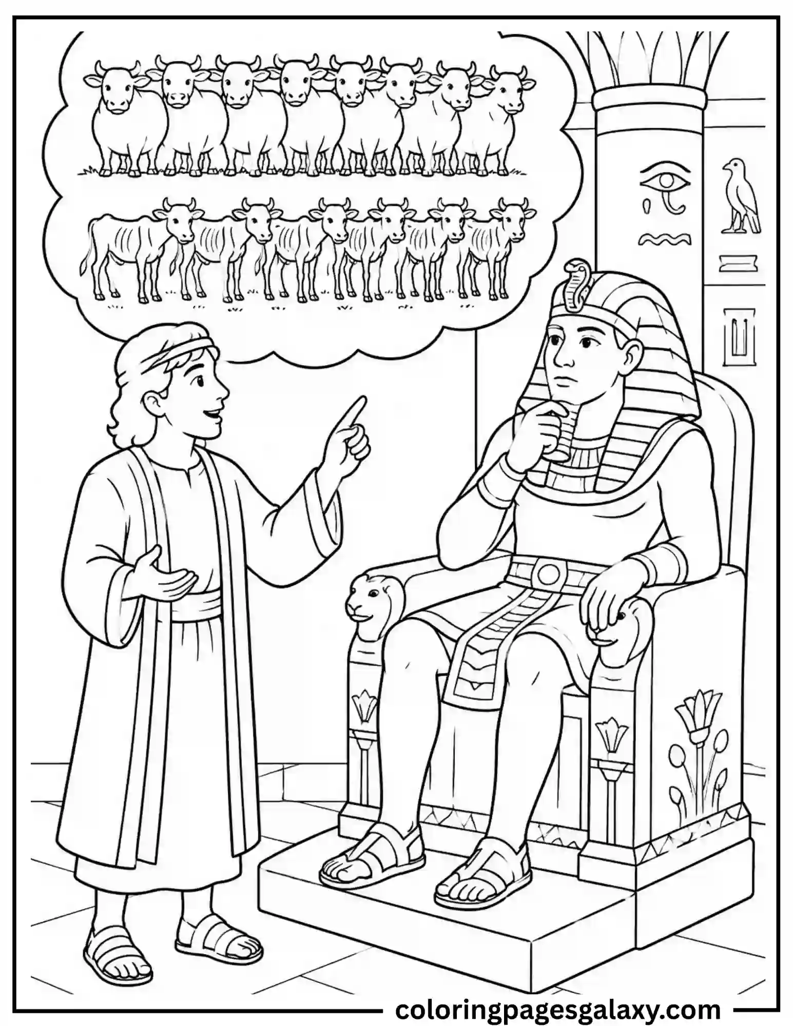 Joseph Interprets Pharaoh’s Dream Coloring Page
