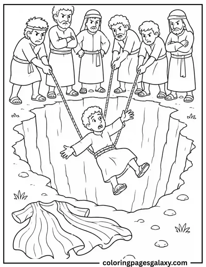 Joseph Thrown Into The Pit Coloring Page