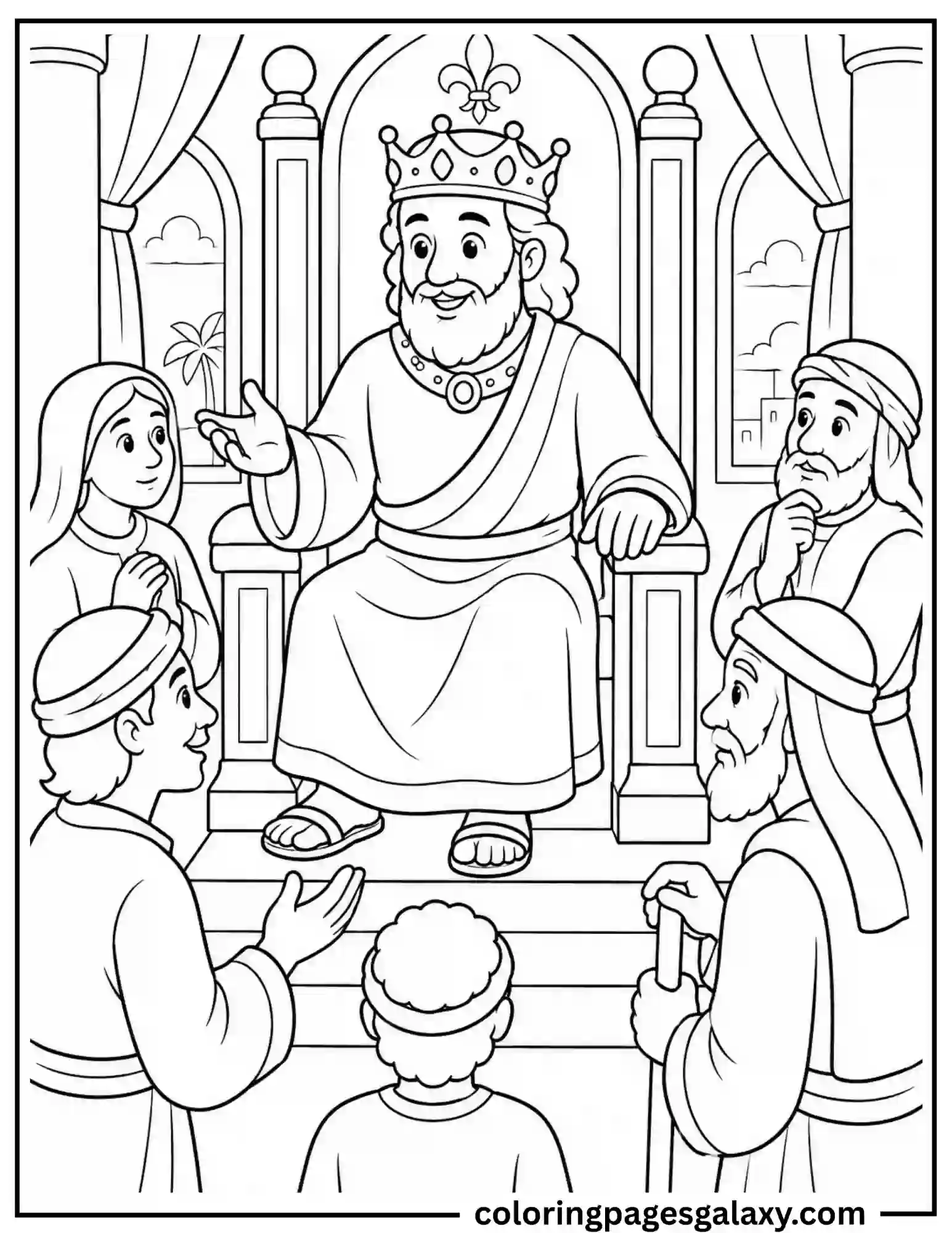 King Solomon’s Wisdom Coloring Page