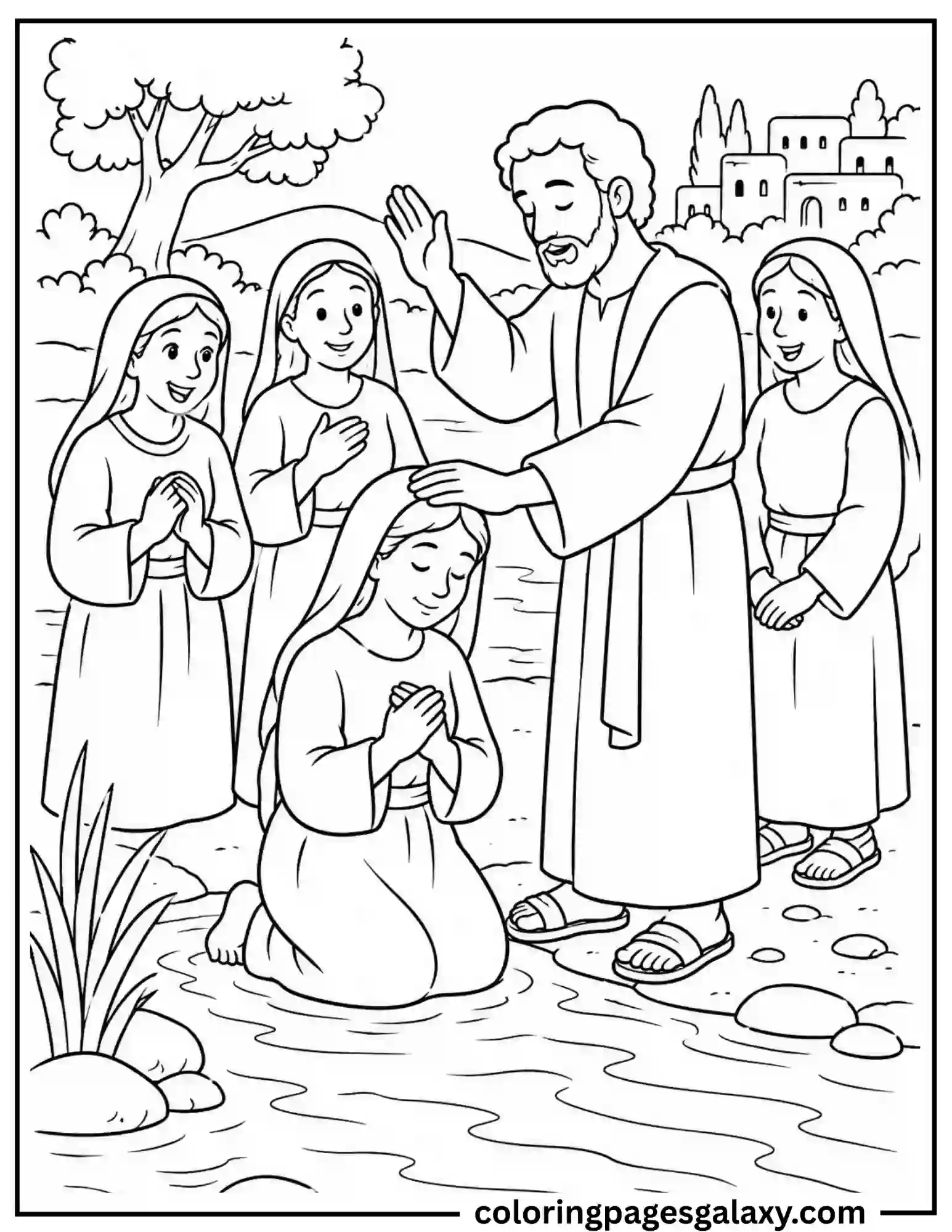 Lydia Is Baptized Coloring Page