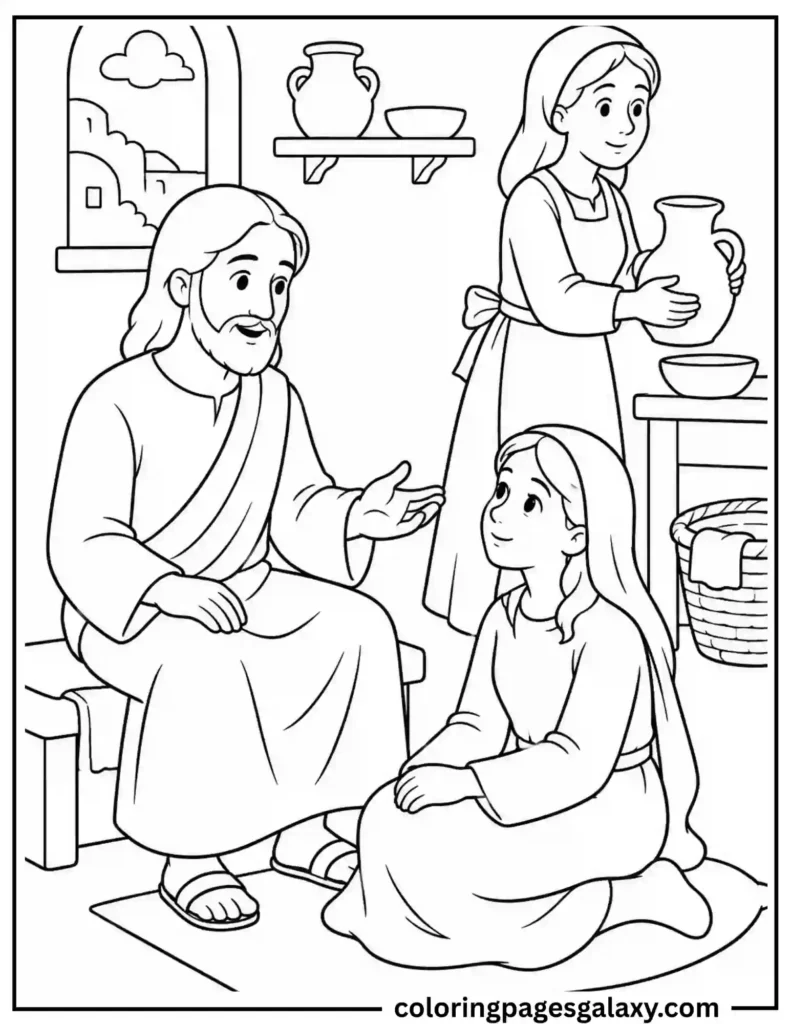 Mary And Martha Coloring Page