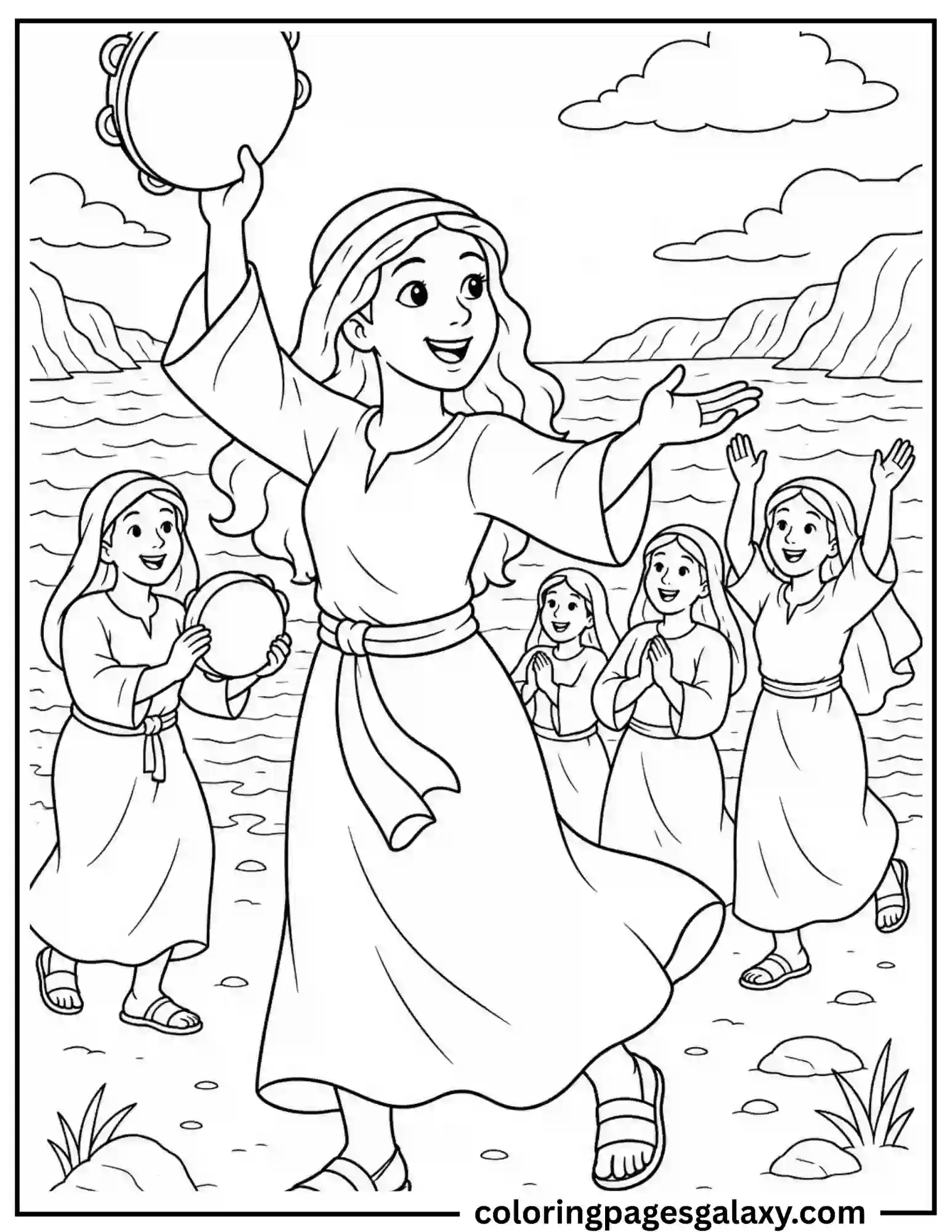 Miriam Dancing Coloring Page