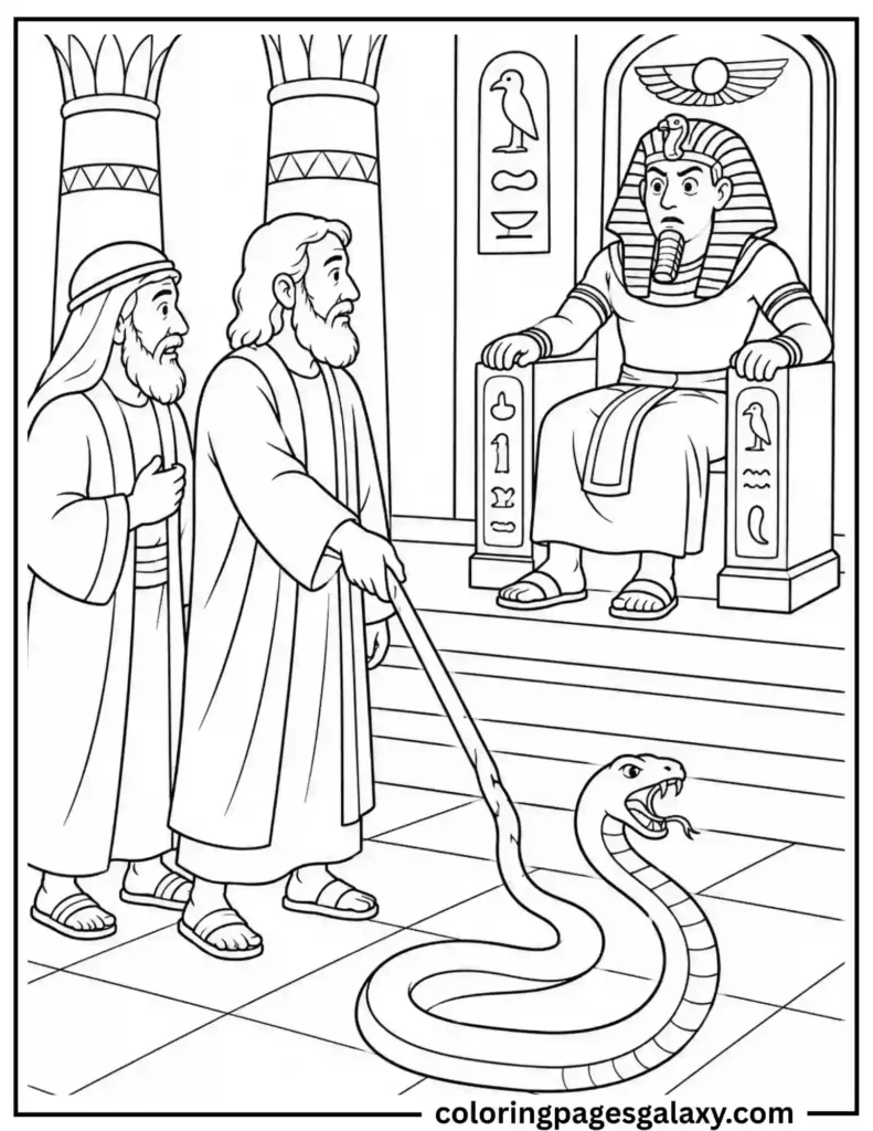 Moses And Aaron Before Pharaoh Coloring Page