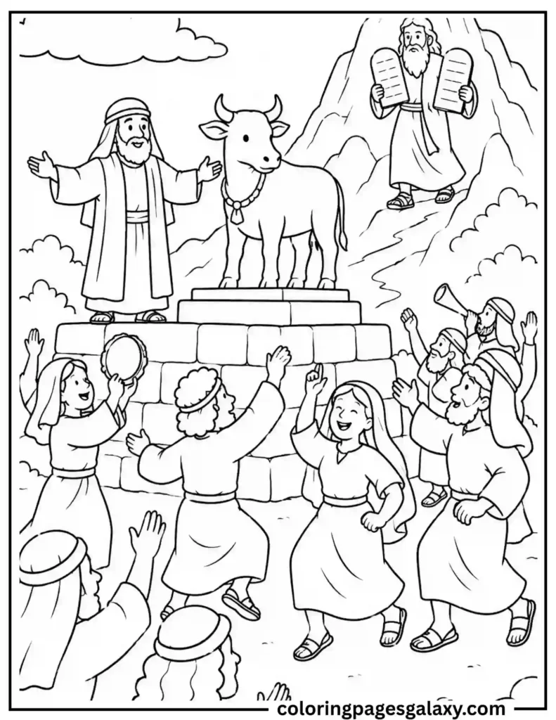 Moses And The Golden Calf Coloring Page