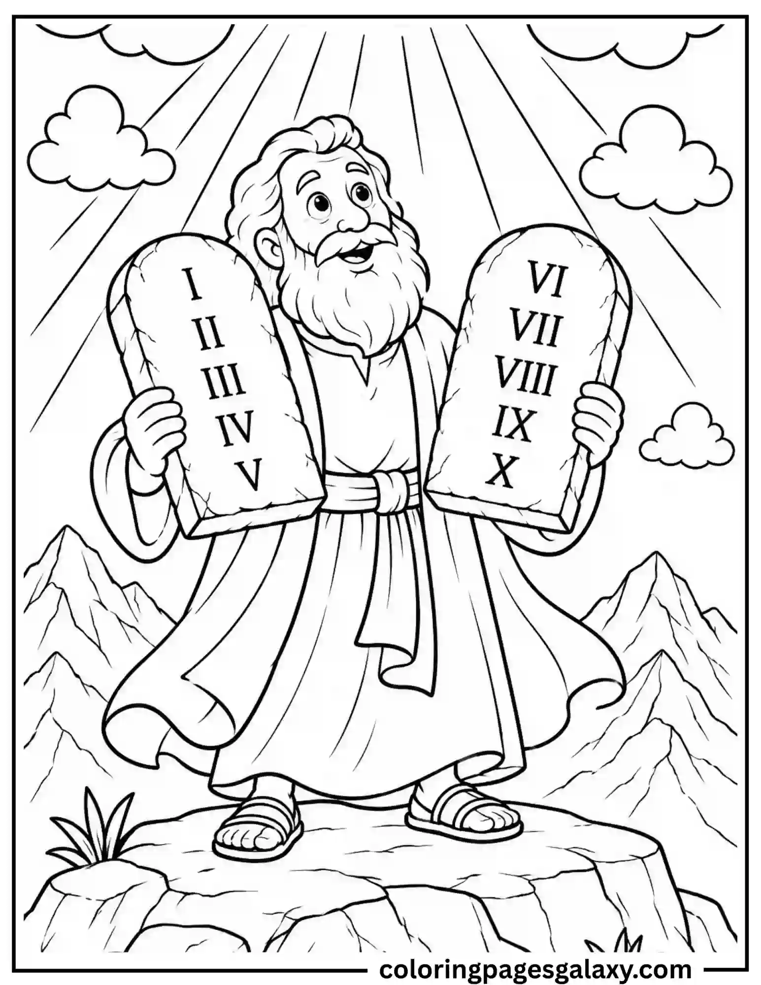 Moses And The Ten Commandments Coloring Page