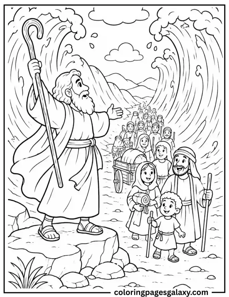 Moses Parting The Red Sea Coloring Page