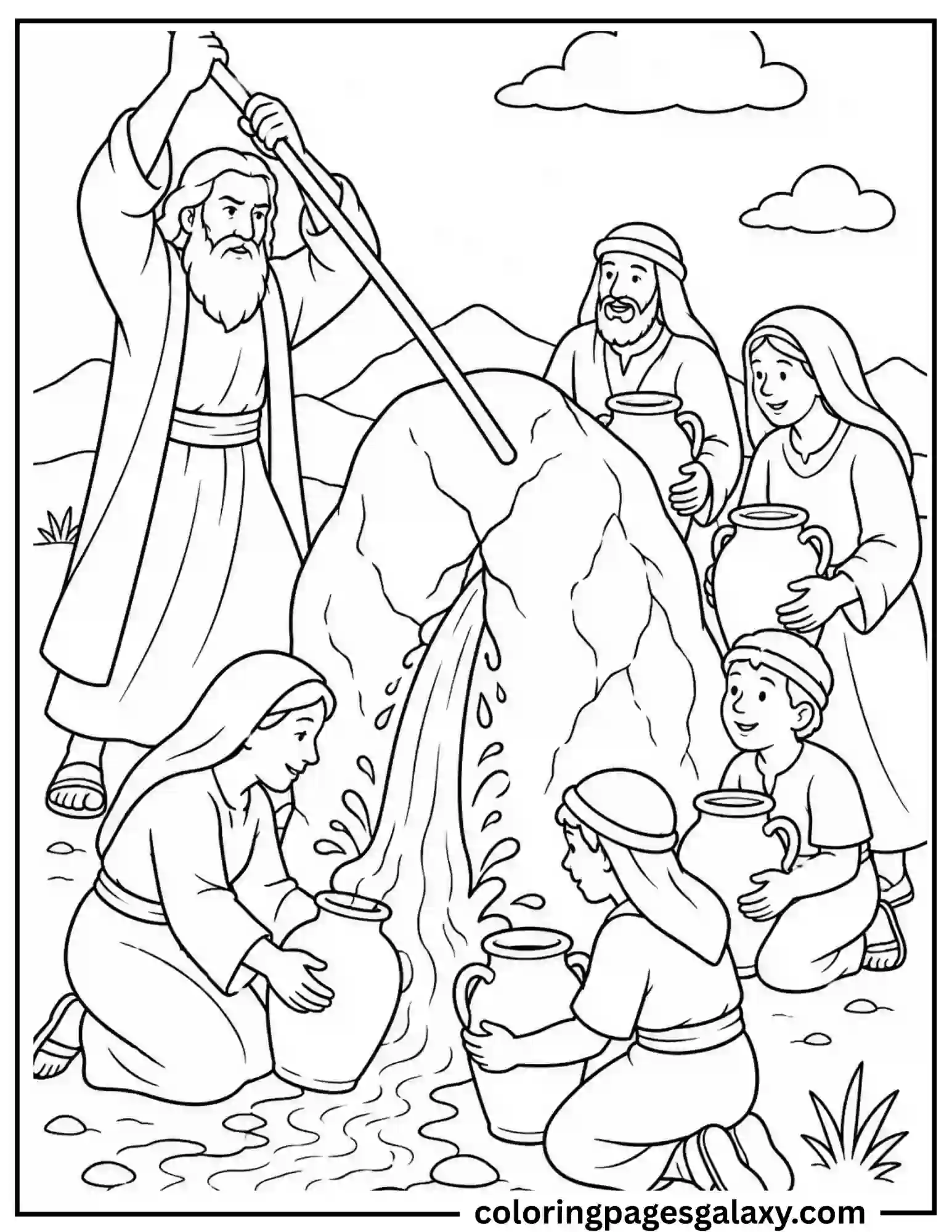 Moses Strikes The Rock Coloring Page
